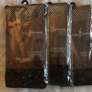 Fishnet thigh hi with lace up top